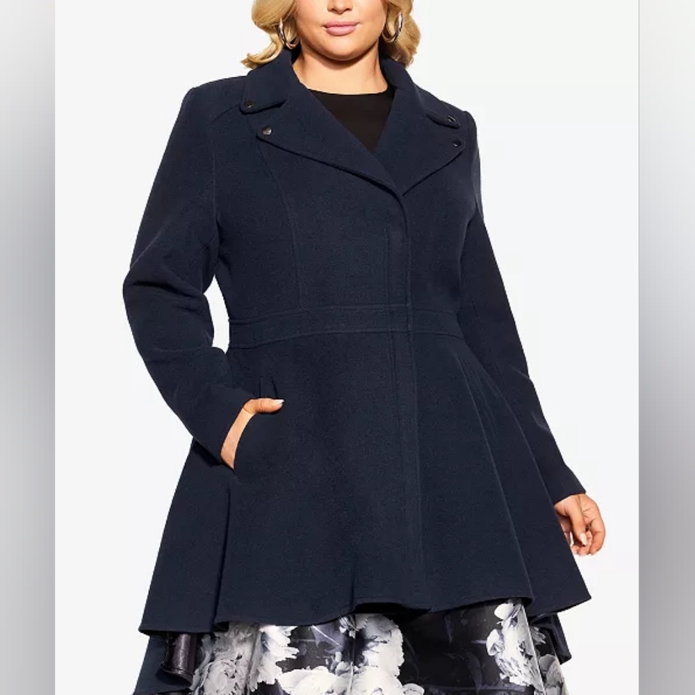 EUC CITY CHIC Hi Lo Frill Coat - black Size 20W (Large In City Chic Sizing)